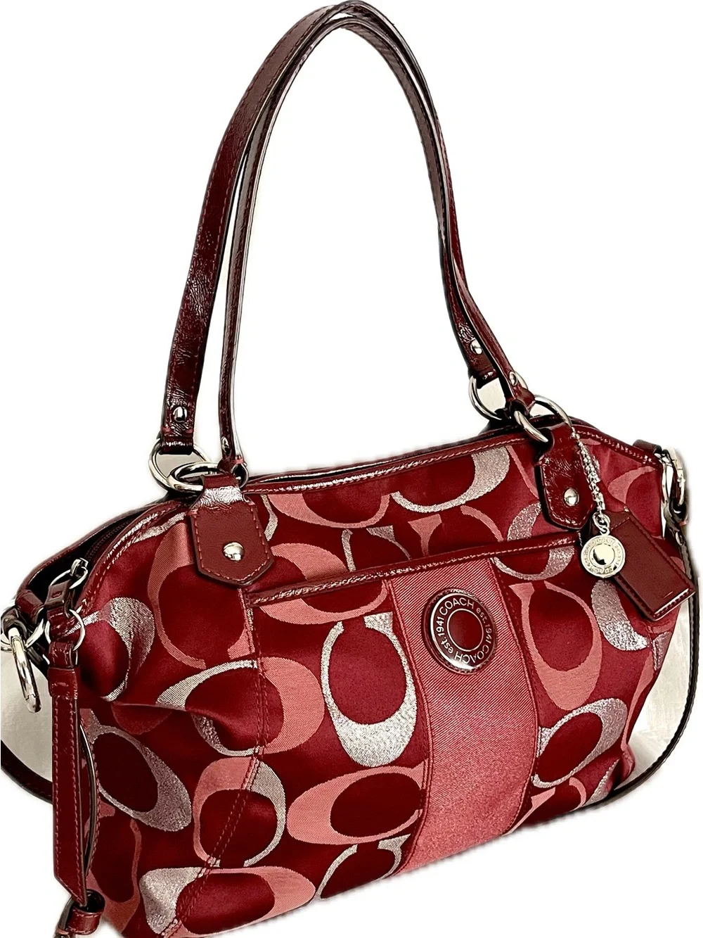 Coach Signature Jacquard Metallic C’s Shoulder/Crossbody Bag w/Snap Head Charm